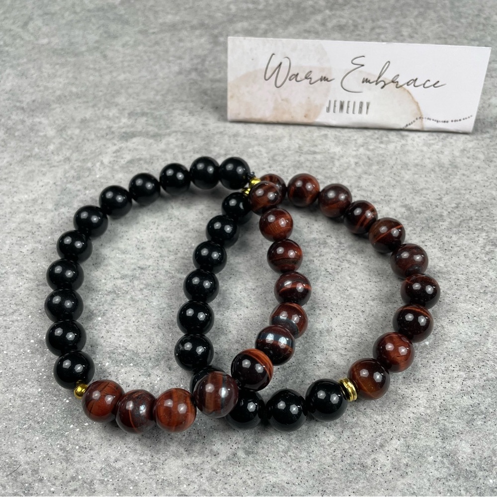 Protection Bracelet with Ted Tigers Eye and Black Obsidian